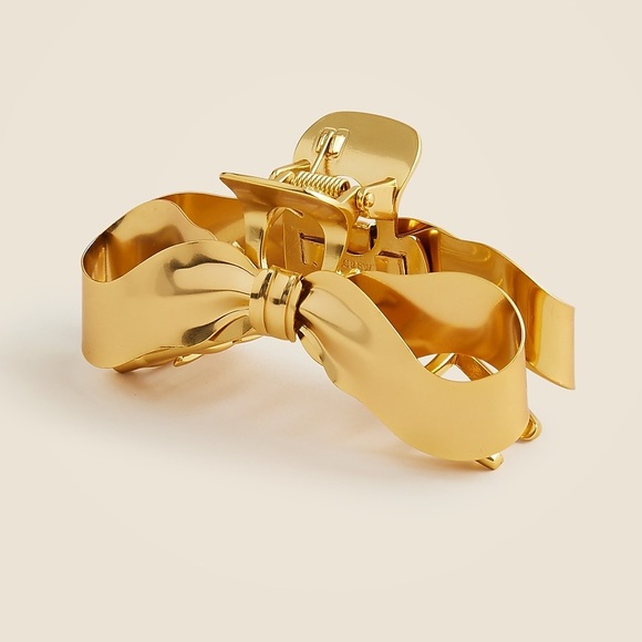 J. Crew Accessories - J.Crew Gold Metallic Bow Claw Hair Clip NWT Elegant Hair Accessory Preppy Chic